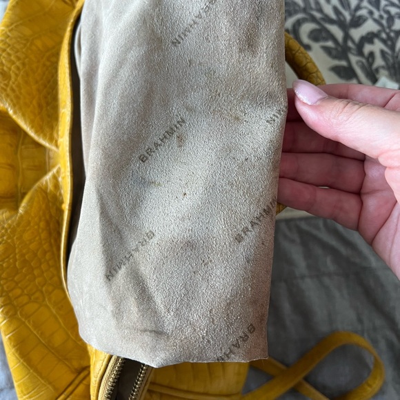 Brahmin Louise Mustard Croc-Embossed Satchel - Picture 6 of 7